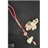 HEAVY JEWELED ELEPHANT & JADE LUCK PENDANT