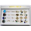 Image 1 : 3)  LOT OF 24 ASSORTED RINGS, INCLUDES CRYSTALS,