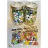 Image 1 : 2 LARGE MASON JARS OF ANTIQUE MARBLES AND 2 NEW
