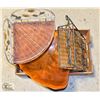 Image 1 : FLAT WITH WOOD BURL BOWL AND 2 WICKER PIECES