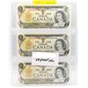 Image 1 : 3 SEQUENTIAL 1973 CANADIAN 1 DOLLAR BILLS