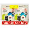 Image 1 : 2PK SANDISK ULTRA MICRO SD XC UHS-1 CARD WITH