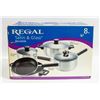 8PC REGAL SATIN AND GLASS NON STICK POT SET SOME