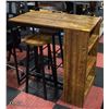 BAR HEIGHT TABLE W/ 2 MATCHING STOOLS AND 3 BUILT