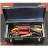 TOOL BOX WITH TILE SAW, TOOLS AND DRY WALL TOOLS