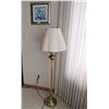 Image 1 : Brass-Coloured Floor Lamp w/ Shade and Framed Picture
