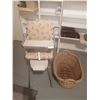 Image 1 : Vintage High Chair and Large Wicker Basket