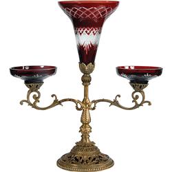 Bohemian Style Ruby & Bronze Epergne