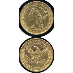 1904 $ 5 Dollar Gold Coin-