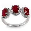 Image 1 : Three-Stone3.08 ctw Diamond Ruby Ring Gold Jewelry