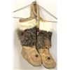 Image 1 : Pair of First Nations moccasins w/ beads & rabbit fur accents