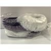 Image 2 : Pair of handcrafted fur-lined moccasins - purple & white, size 7 (Made at Hutterite Colony Manitoba 