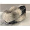 Image 2 : Pair of handcrafted fur-lined moccasins - black & white, size 10 (Made at Hutterite Colony Manitoba 