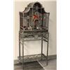 Image 1 : Very heavy metal w/ glass block bird cage w/ matching metal stand (cage came w/ note claims circa. 1