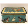 Image 2 : Early 1900s "Mother Goose" tin lithograph w/ wooden handles picnic basket - Made in USA