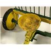 Image 3 : 2 handcrafted green & yellow toy tractor attachments - hay rake & grass cutter