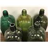 Image 2 : Group of 5 early 1900s green glass bottles