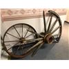 Image 2 : 2 antique wagon wheels - 1 all metal wagon wheel & 1 damaged missing parts wooden wagon wheel