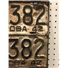 Image 2 : Matched pair of 1942 Manitoba Canada automobile license plate set