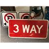 Image 1 : 2 street signs - Vintage 3 Way sign & Modern No Parking No Stopping sign