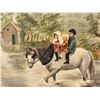 Image 2 : Framed original oil on canvas painting "Boy & Girls on White Horse" signed R. Osted 1909 - approx. 2