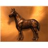 Image 2 : Framed bronze-colored plaster horse on copper backing decorative wall hanging - approx. 16in x 13in