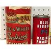 Image 2 : Group of 4 early 1900s baking powder collectors' tins - Red & White/ Blue Ribbon/ Watkin's & Calumet