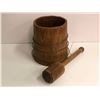 Image 2 : Early 1900s rustic wooden bucket w/ wooden mallet