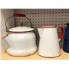 Image 2 : Group of 4 antique enamel teapot & kettles