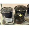 Image 2 : Group of 14 pcs. vintage graniteware enamel cookware - 3 lidded boilers/steamers/ 2 large pots etc.