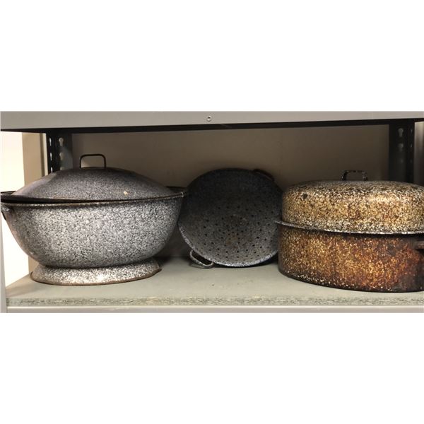 5 pcs. of antique graniteware