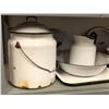 Image 2 : 8 pcs. of antique enamelware - White w/ black trim