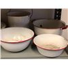 Image 3 : 7 pcs. of antique enamelware - White w/ red trim