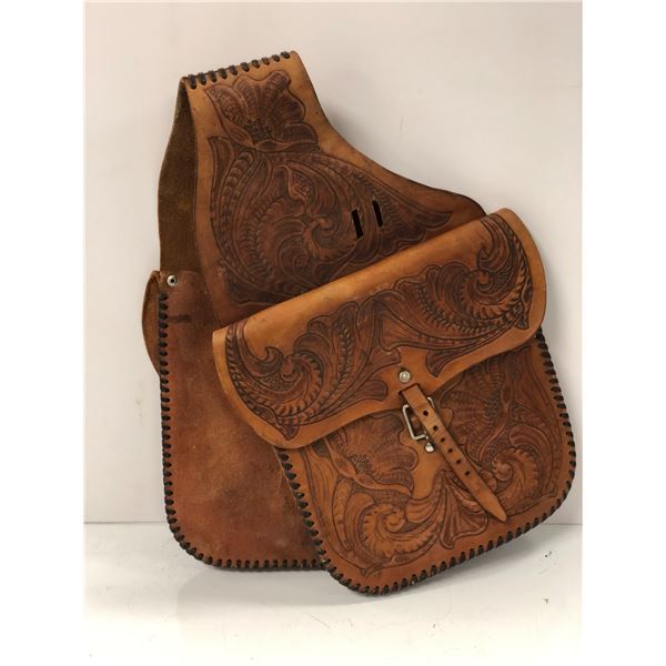 Tooled leather saddle bags