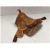 Image 2 : Vintage miniature tooled leather western riding saddle "possible salesman sample"?