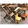 Image 2 : Group of 8 assorted vintage wooden stools & stands