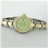 Image 8 : Rolex Ladies 2T Green Diamond Datejust Wristwatch With Oyster Band