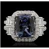 Image 2 : 18KT White Gold 4.68 ctw Tanzanite and Diamond Ring