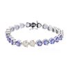 Image 1 : 14KT White Gold 14.60 ctw Tanzanite and Diamond Bracelet