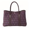 Image 1 : Hermes Burgundy Printed Toile and Leather Garden Party 36 cm Tote Bag