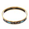 Image 1 : Hermes Blue Gold Print Enamel Bangle Bracelet