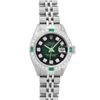 Image 2 : Rolex Ladies Stainless Steel 26MM Green Vignette Diamond Datejust Wristwatch