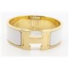 Image 1 : Hermes White Metal Clic Clac Wide Bangle Bracelet GHW