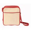 Image 1 : Hermes Rouge Garance Red Leather & Beige Toile Canvas Victoria Messenger Bag