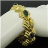 Image 8 : 14k Yellow Gold 6.81 ctw Multi Gemstone Ribbed Wide Leaf Chain Bracelet