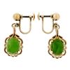 Image 6 : Vintage 14k Yellow Gold Oval Green Jade Non Pierced Earrings
