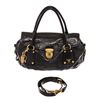 Image 1 : Prada Black Leather Gold-tone Push Lock 2Way Bag