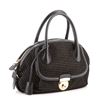 Image 1 : Salvatore Ferragamo Fiamma Satchel Laser Cut Suede with Glitter Medium Black