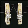 Image 2 : Vintage 14k Gold 0.32 ctw Round Single Cut Diamond Flower Huggie Hoop Earrings