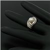 Image 3 : Vintage 14k White Gold 6.3mm Round Pearl Solitaire Florentine Finished Open Swir